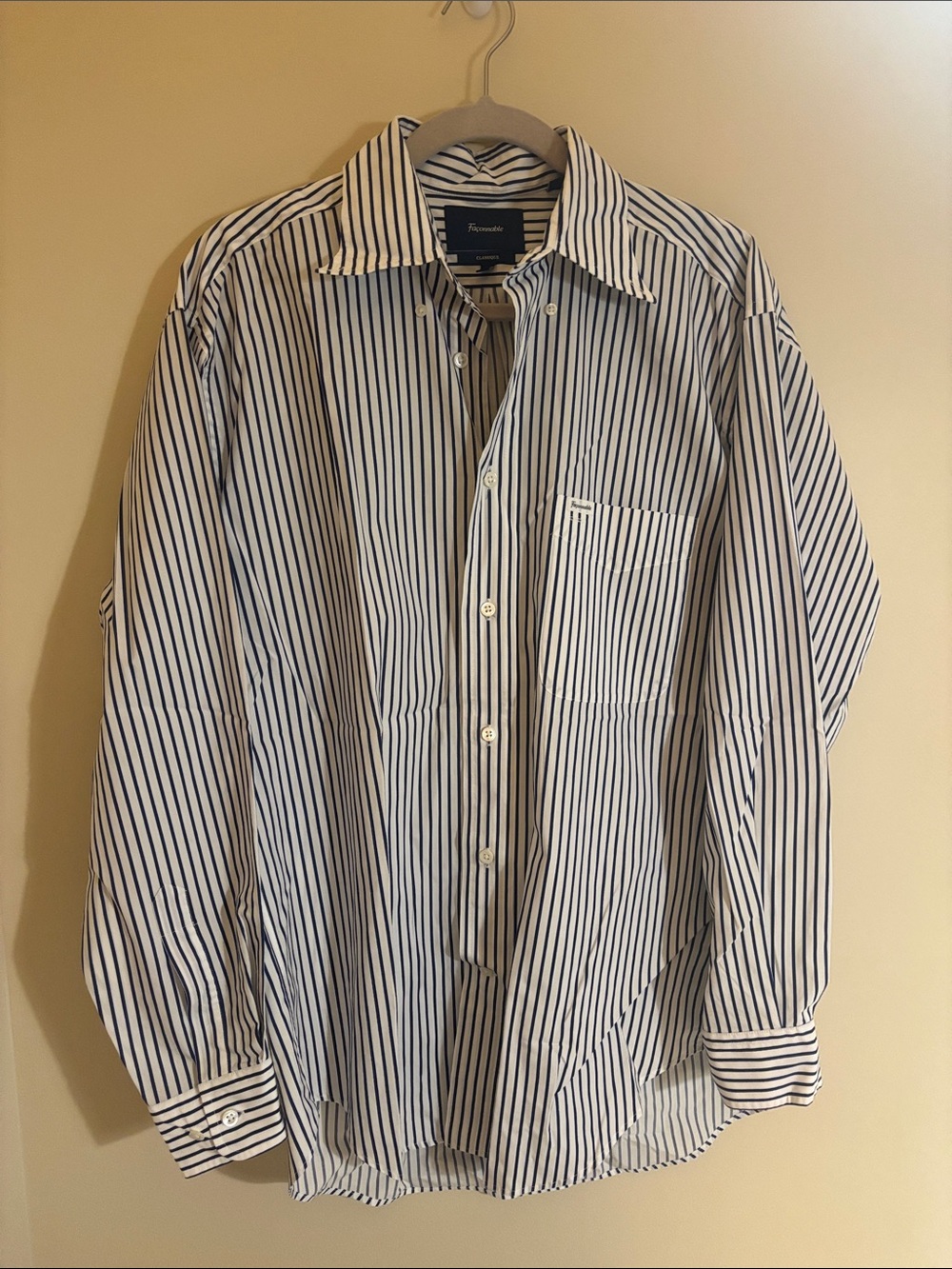 Faconnable Vivid Blue & White Stripe Button-Down Classique Shirt - sz S